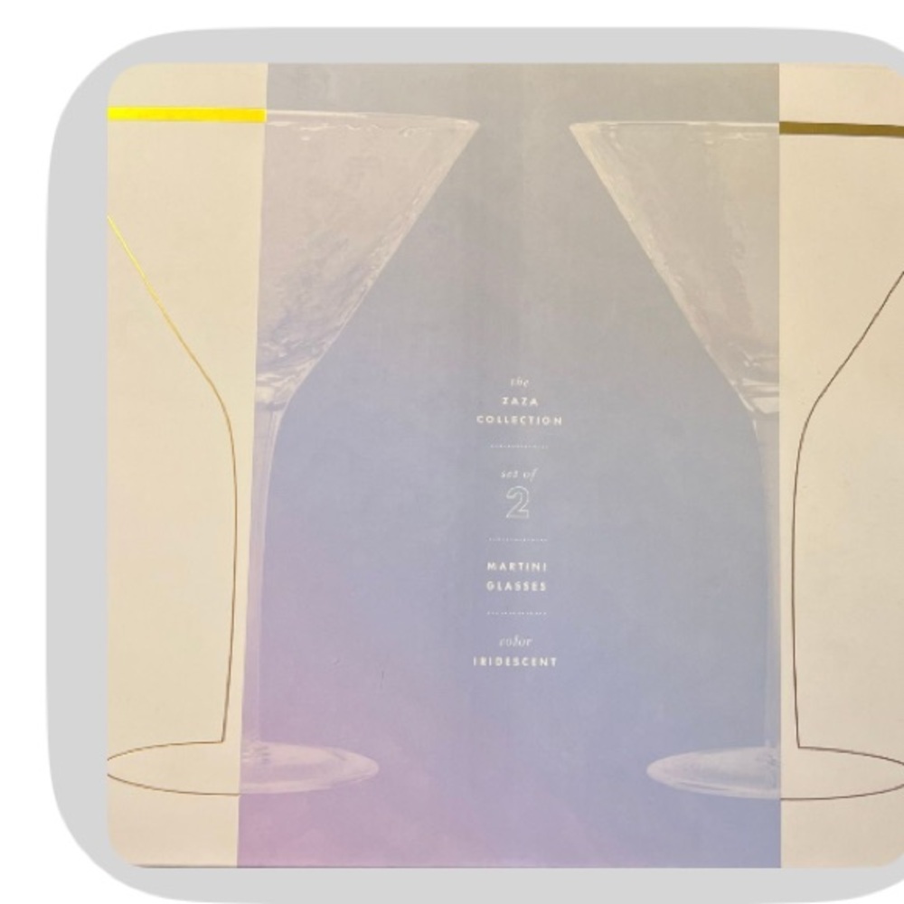 Anthropologie NIB Gold-Rimmed Iridescent Martini Glasses (Set of Two) - Picture 6 of 6